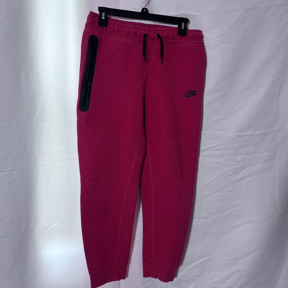 Nike   Red Fleece Joggers with Black Trim